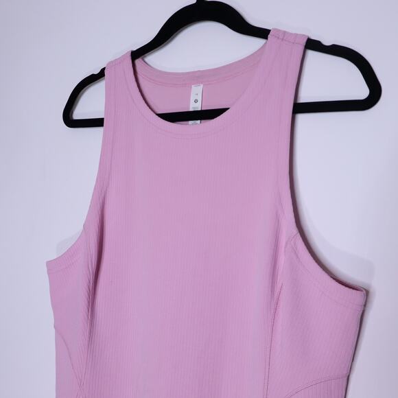 LULULEMON NWT Ribbed Softstreme Slim Fit Tank Dress Pink Peony Casual Women's 14 - Picture 3 of 10